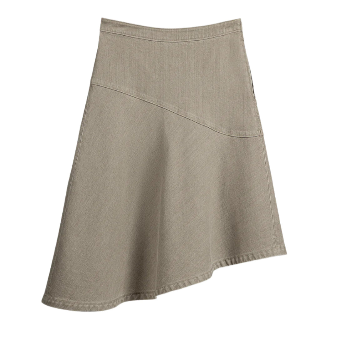 Asymmetric Denim Skirt Sand
