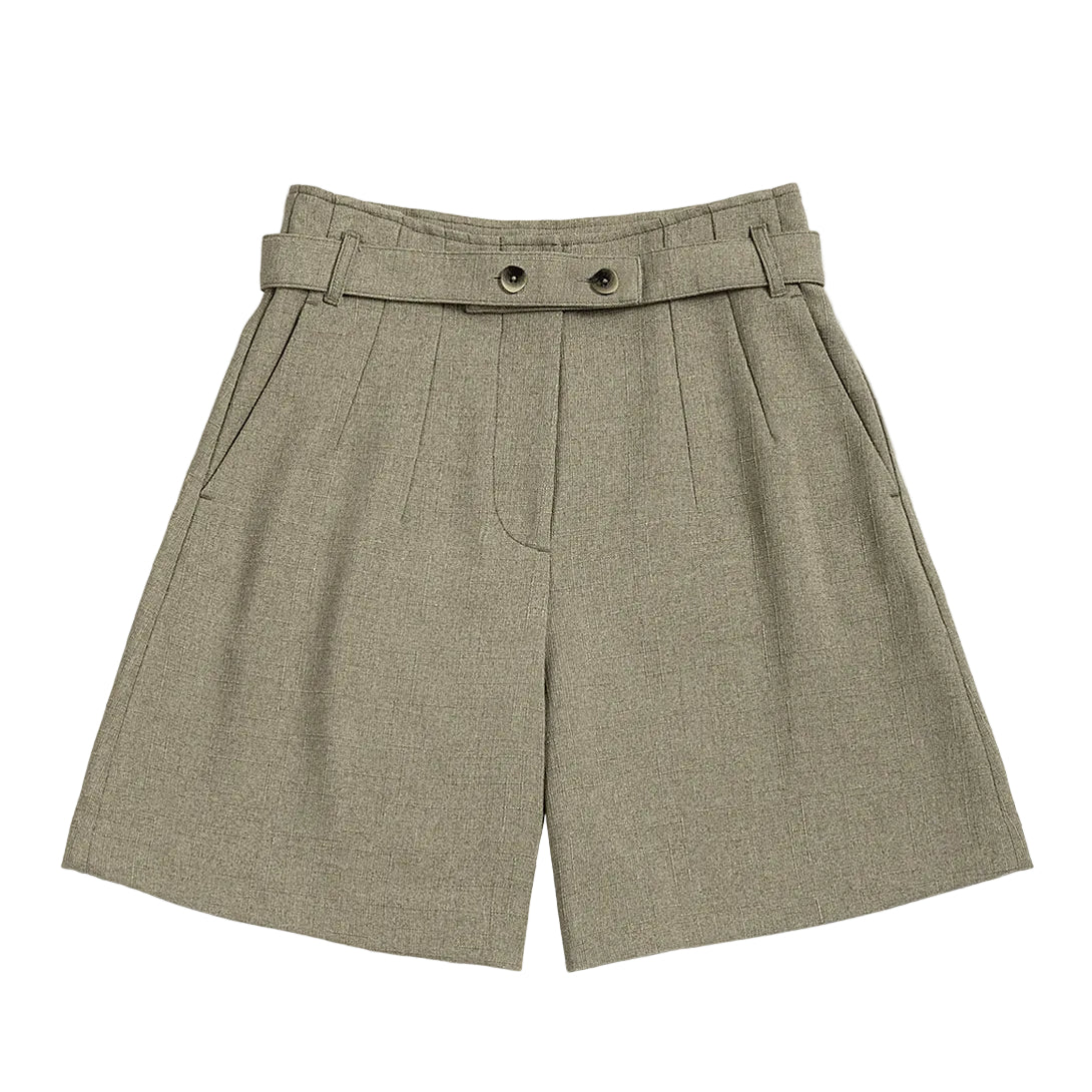 Pleated Belt Shorts