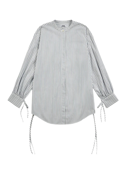 Ribbon Cuff Stripe Shirt