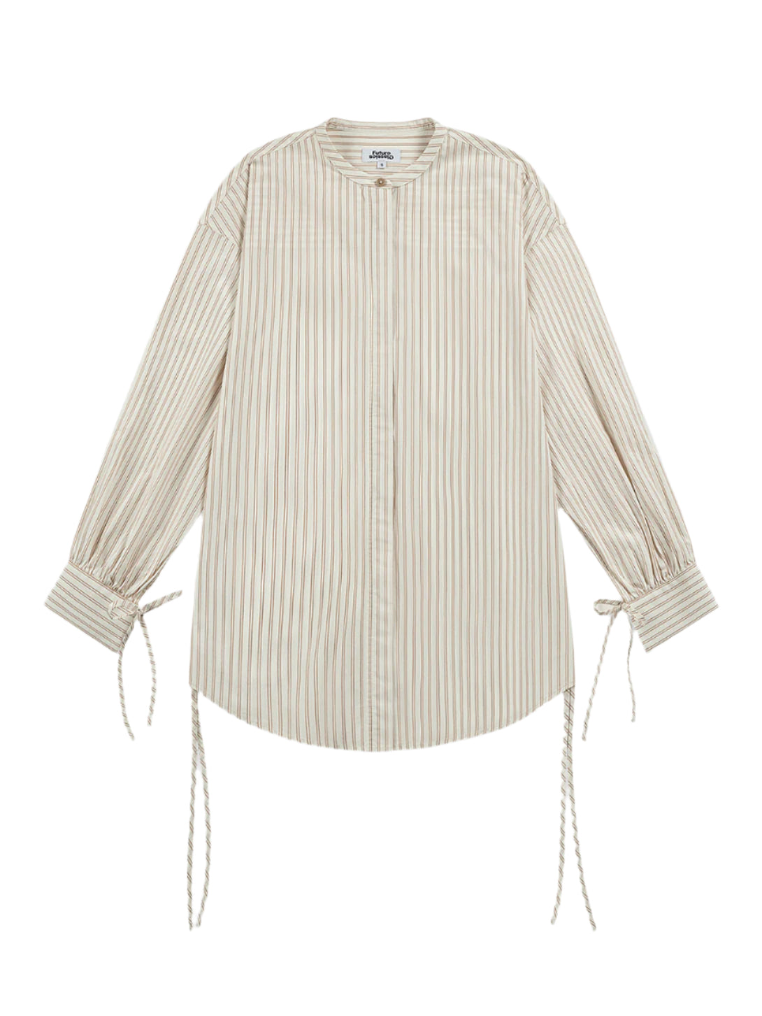 Ribbon Cuff Stripe Shirt