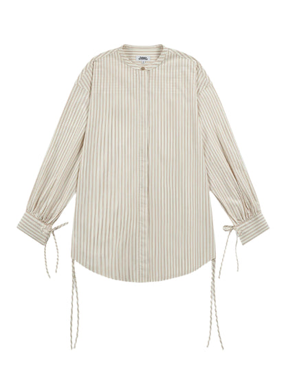 Ribbon Cuff Stripe Shirt