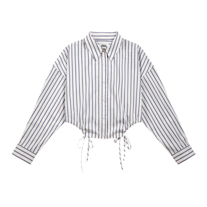 Gathered-waist Stripe Shirt