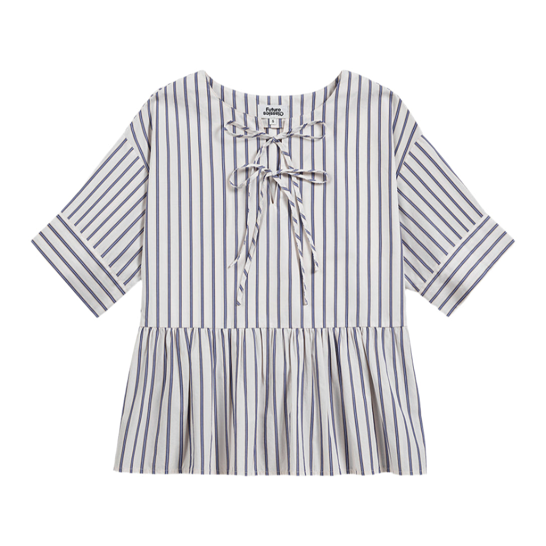 Stripe Gathered Blouse