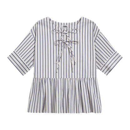 Stripe Gathered Blouse