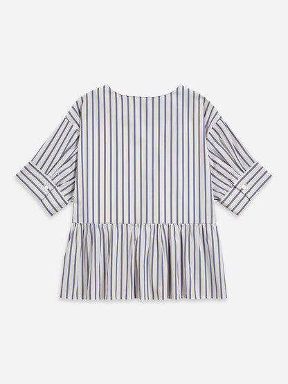 Stripe Gathered Blouse