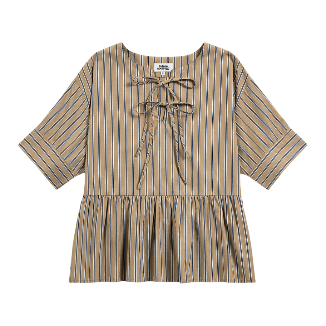 Stripe Gathered Blouse
