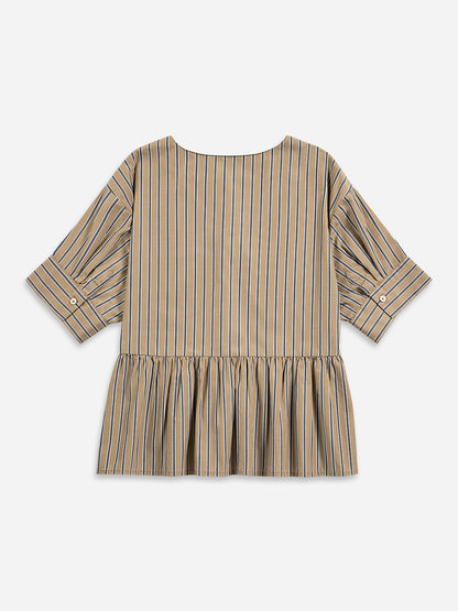 Stripe Gathered Blouse