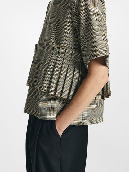 Boxy Check Pleated Top