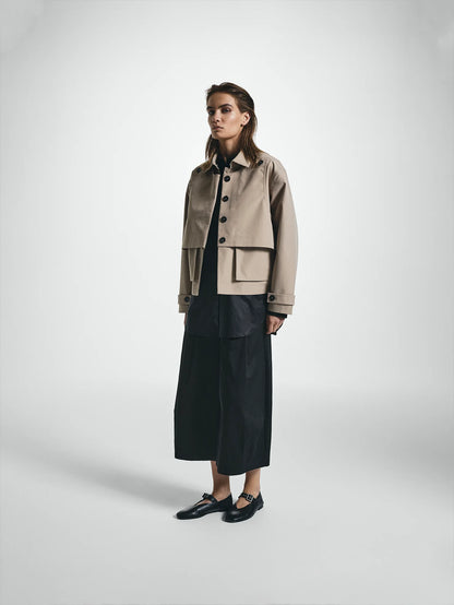 Double Layer Short Trench Coat