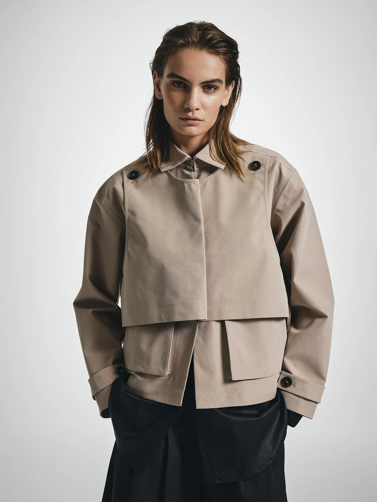Double Layer Short Trench Coat