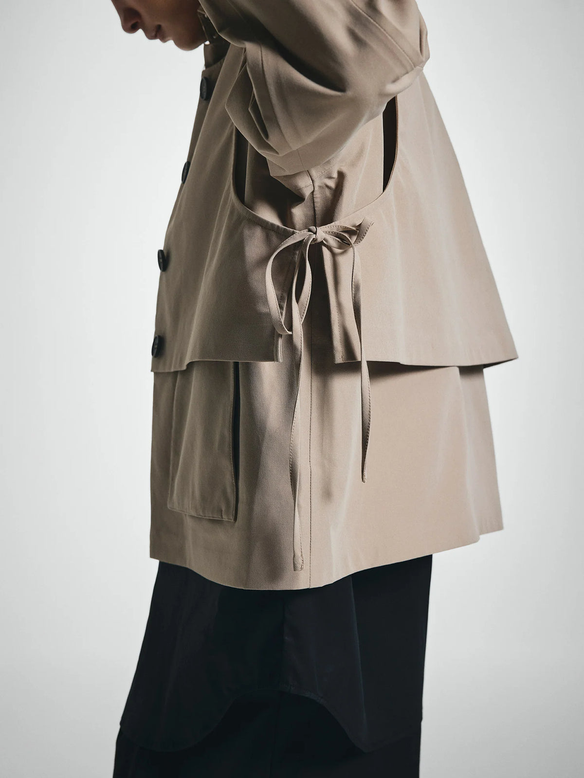 Double Layer Short Trench Coat