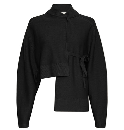 Asymmetric Merino Wool Cardigan
