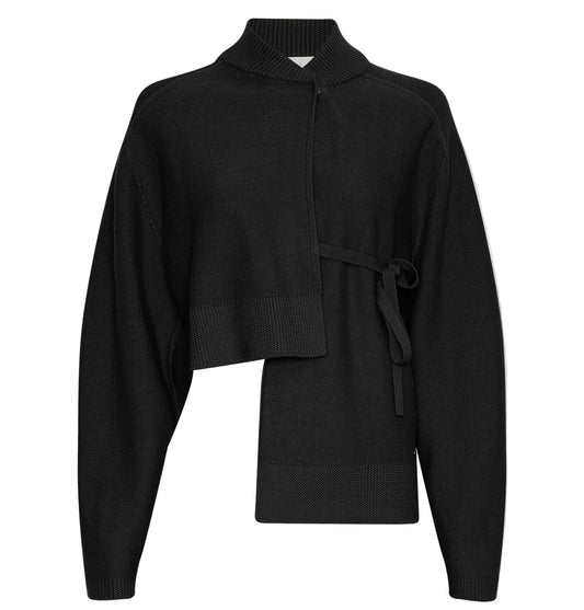 Asymmetric Merino Wool Cardigan