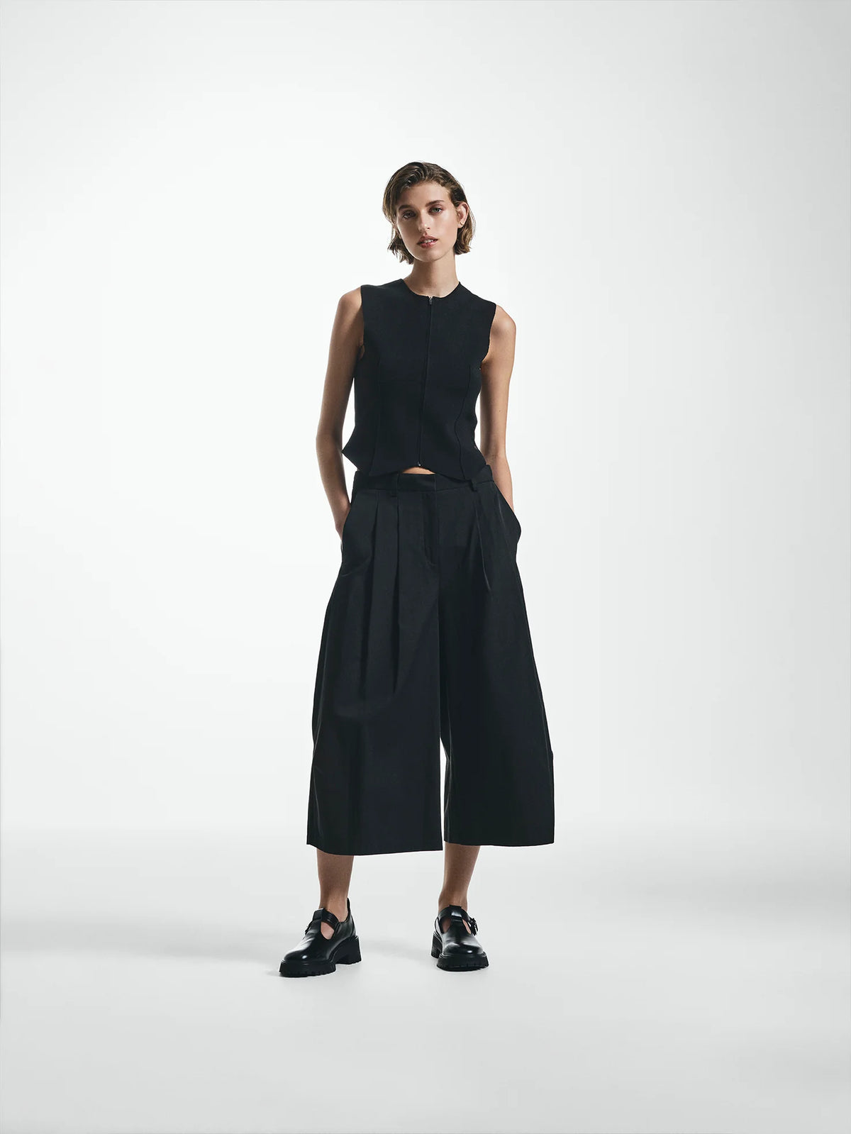 Pleated Wide Leg Culottes