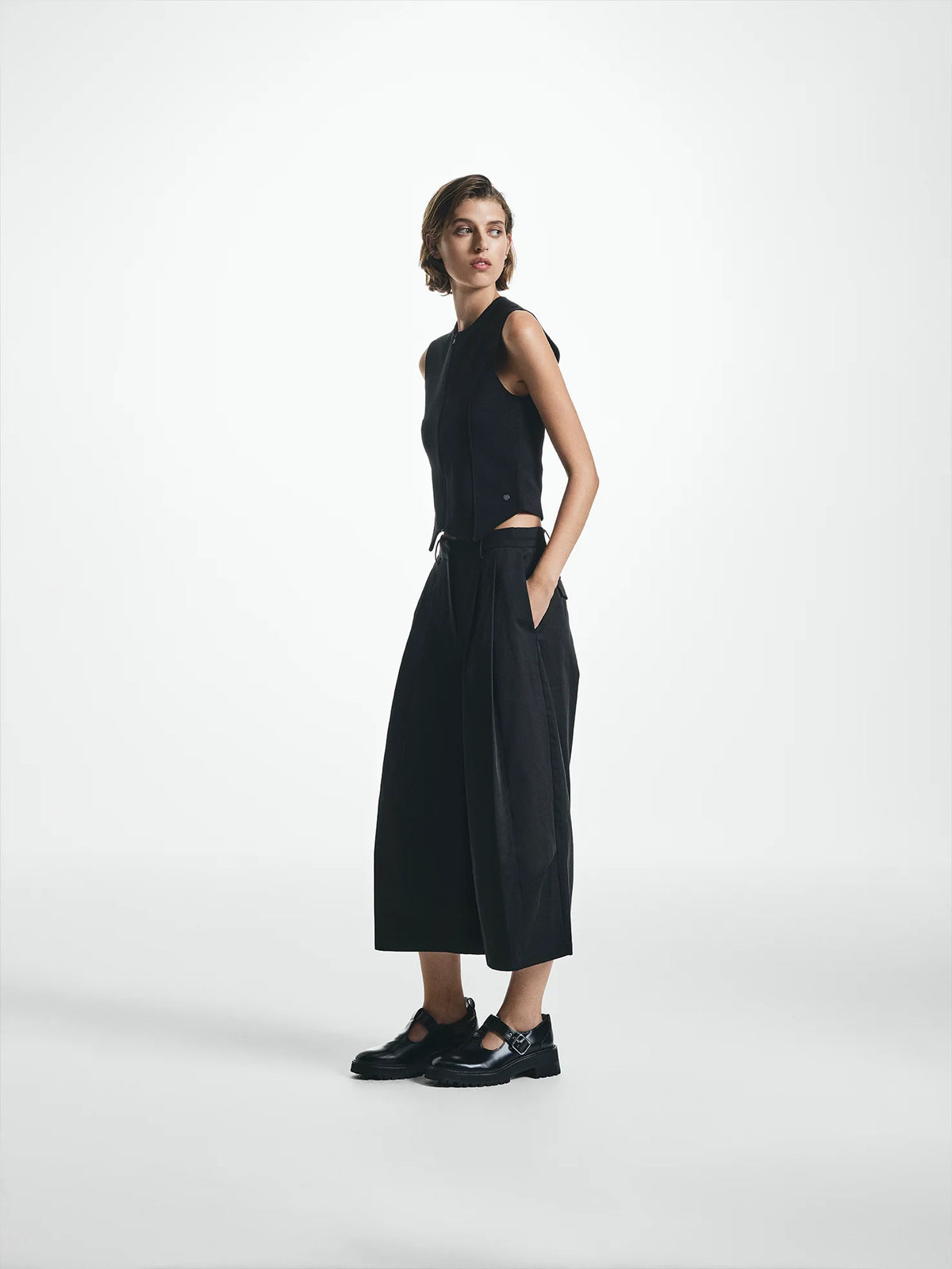 Pleated Wide Leg Culottes