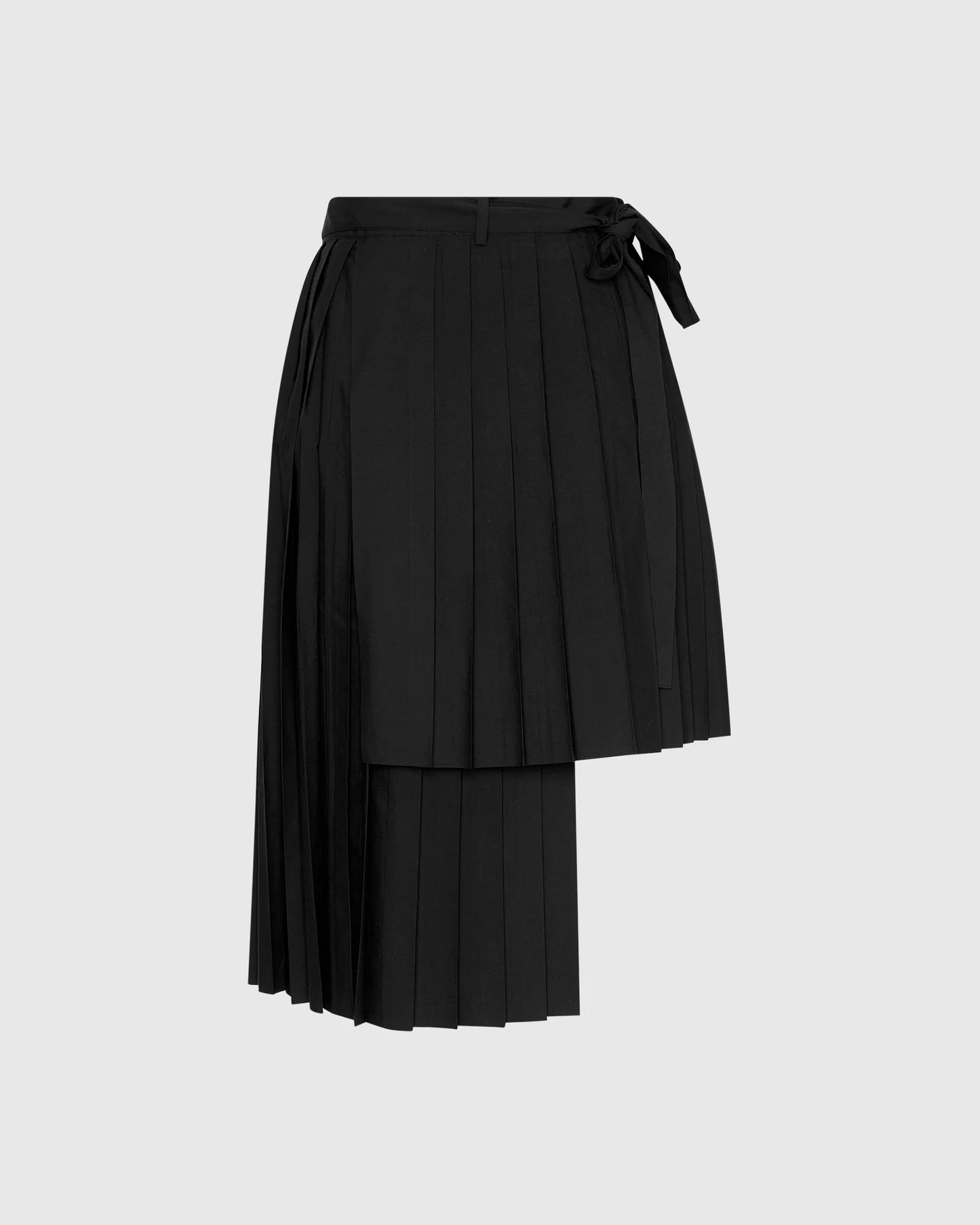 Asymmetric Pleated Wrap Skirt