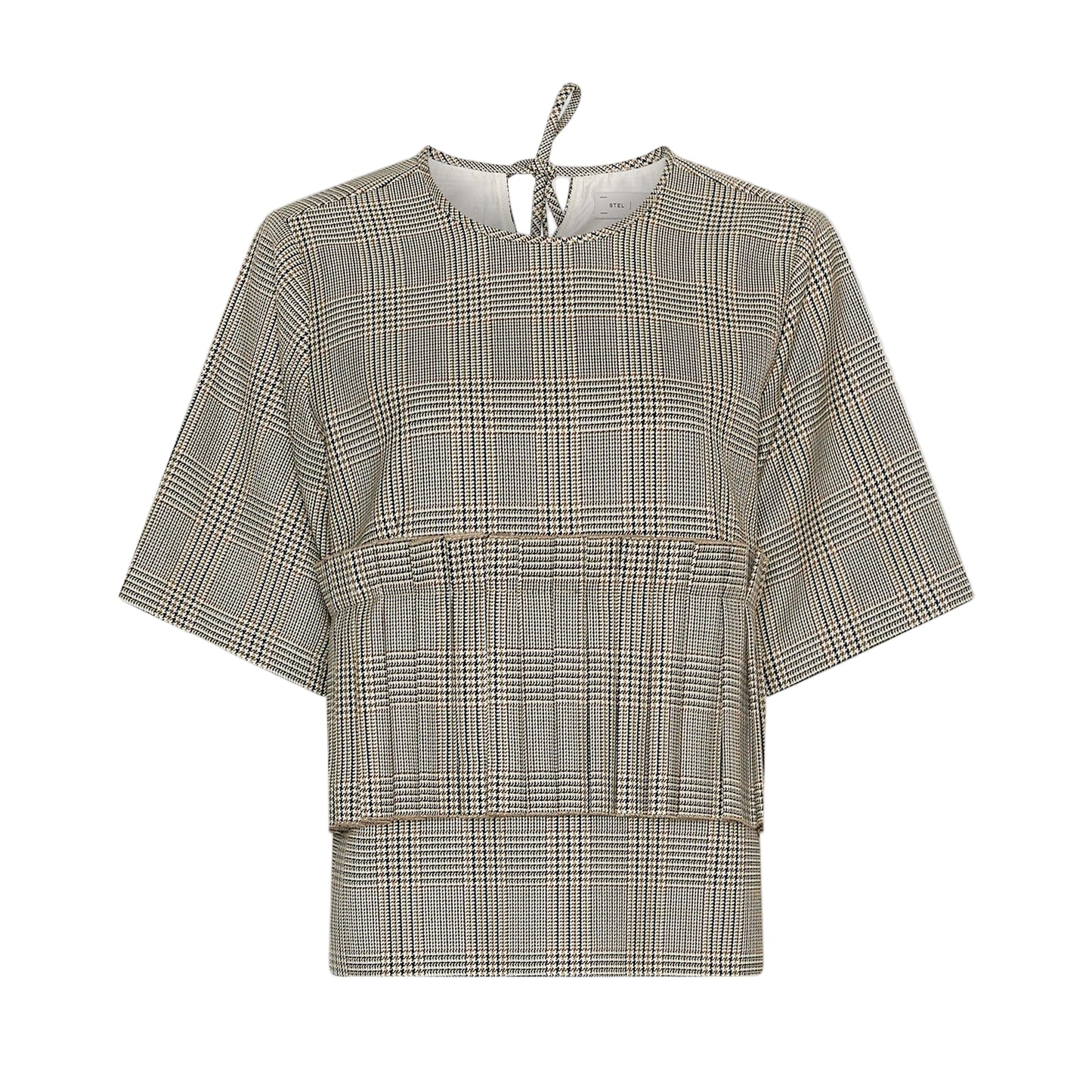 Boxy Check Pleated Top