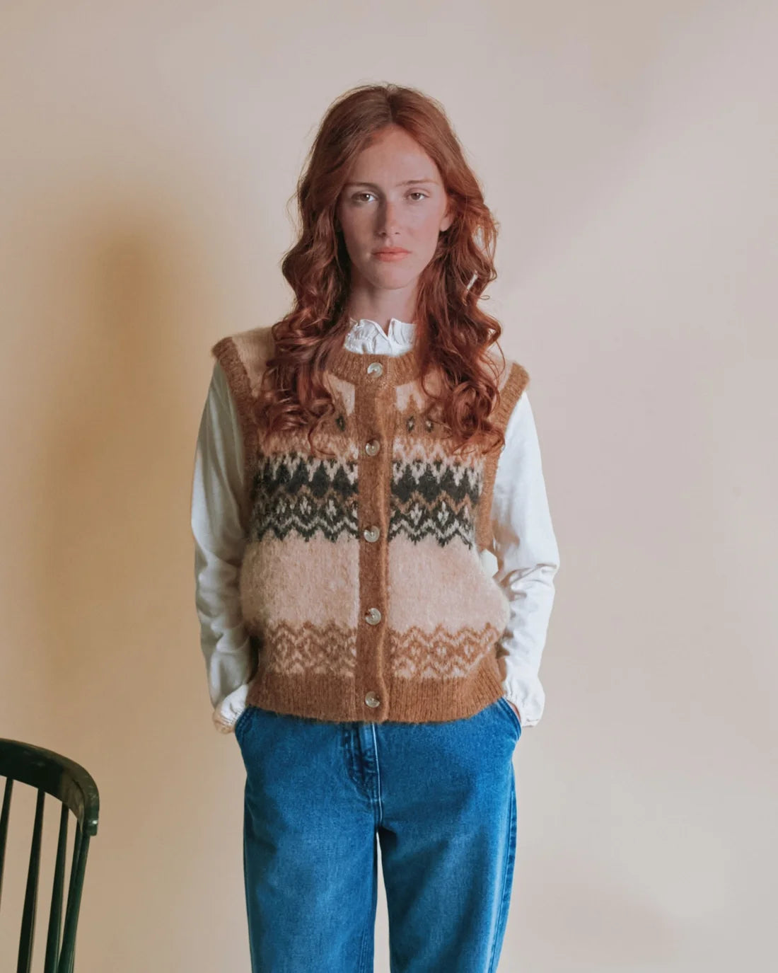 Cardigan Sans Manches Jacquard