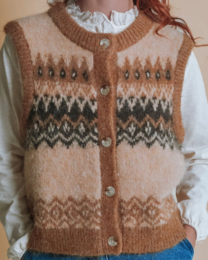 Cardigan Sans Manches Jacquard