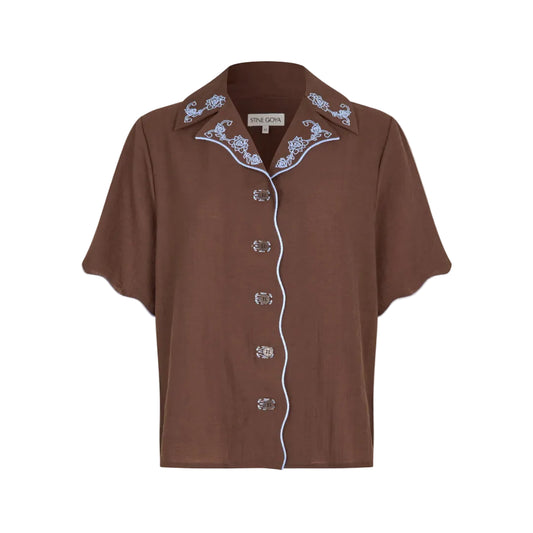 2133 Scalloped Short Sleeve Shirt