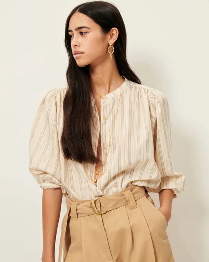 A View Blouse With Puff Sleeves