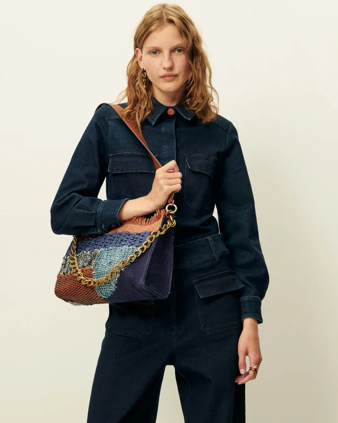 Farawa Blue Woven Shoulder Bag