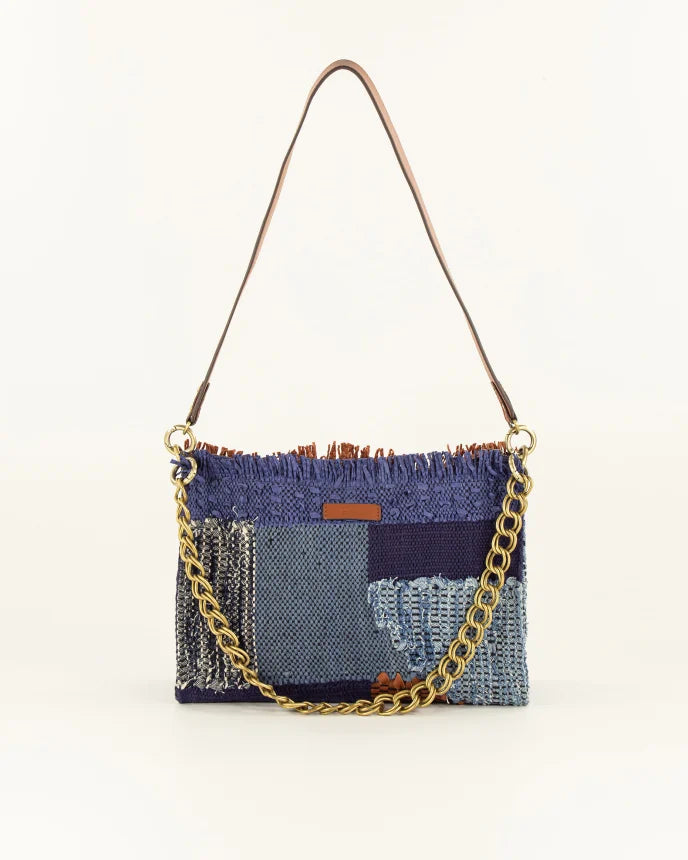 Farawa Blue Woven Shoulder Bag