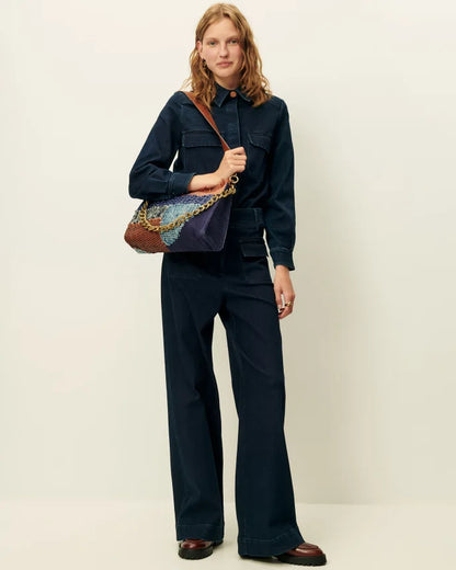 Farawa Blue Woven Shoulder Bag