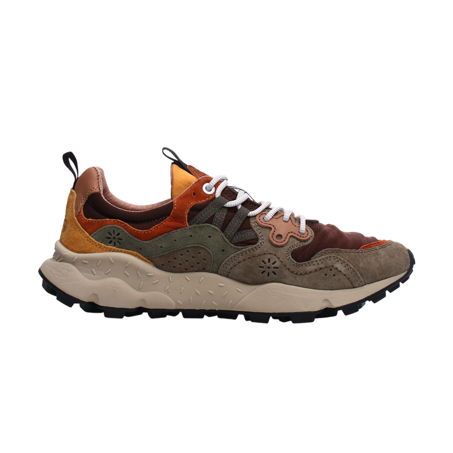 YAMANO 3 WOMAN - Suede and nylon sneakers - Black-Brown-Orange