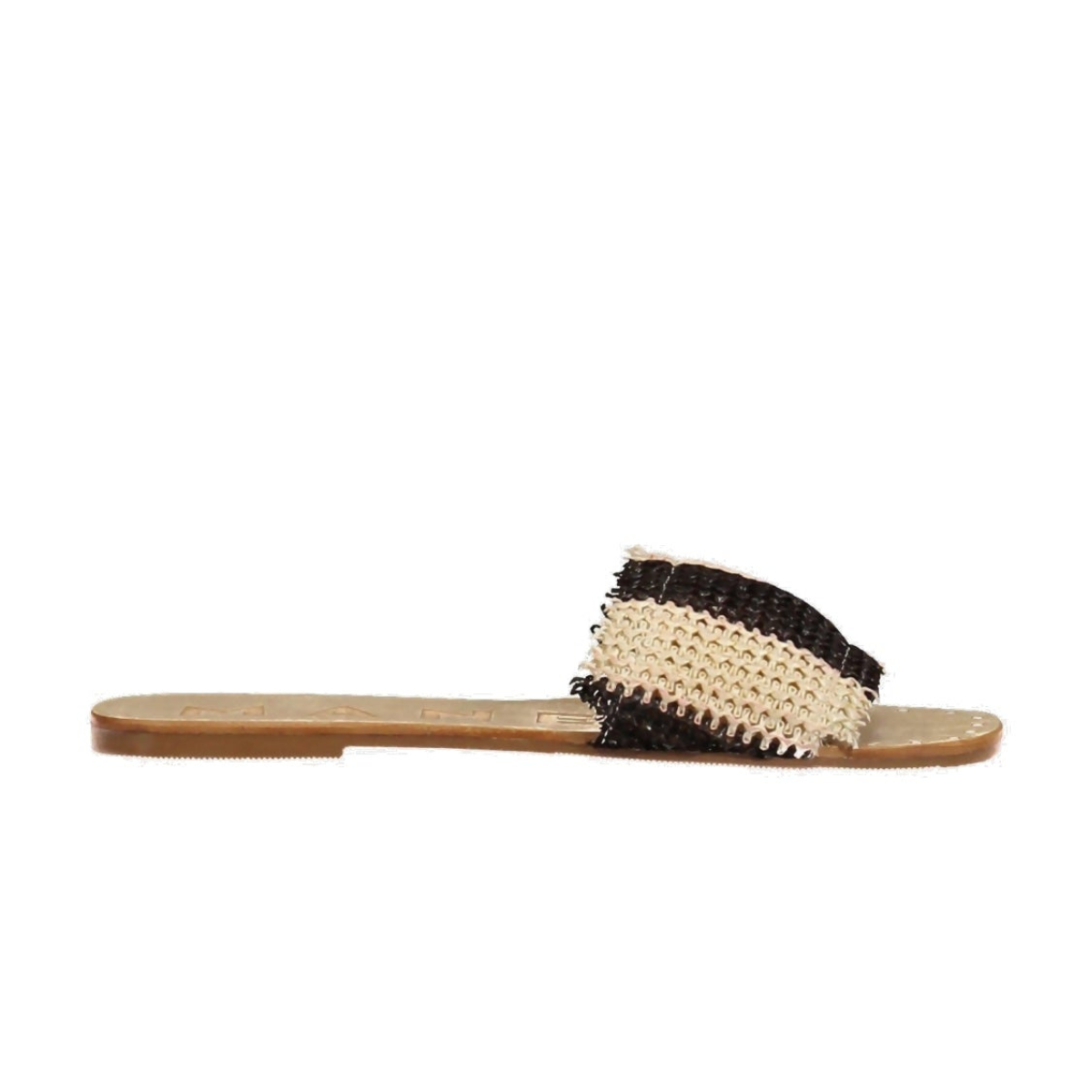 Leather Sandals Yucatan Cream Black Striped Raffia