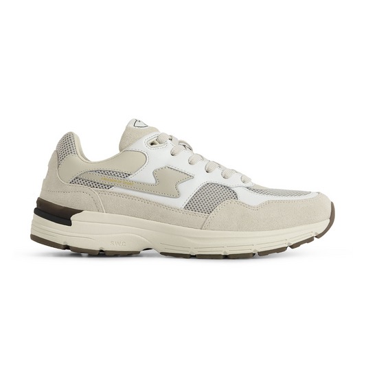 White Ecru Amiel S Strike Leather Mix Sneakers (unisex)