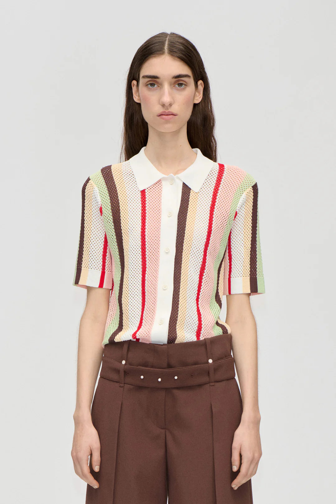 2100 Short Sleeve Crochet Polo