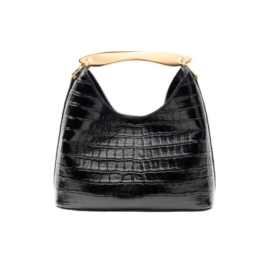 Small Boomerang Croco Leather Bag