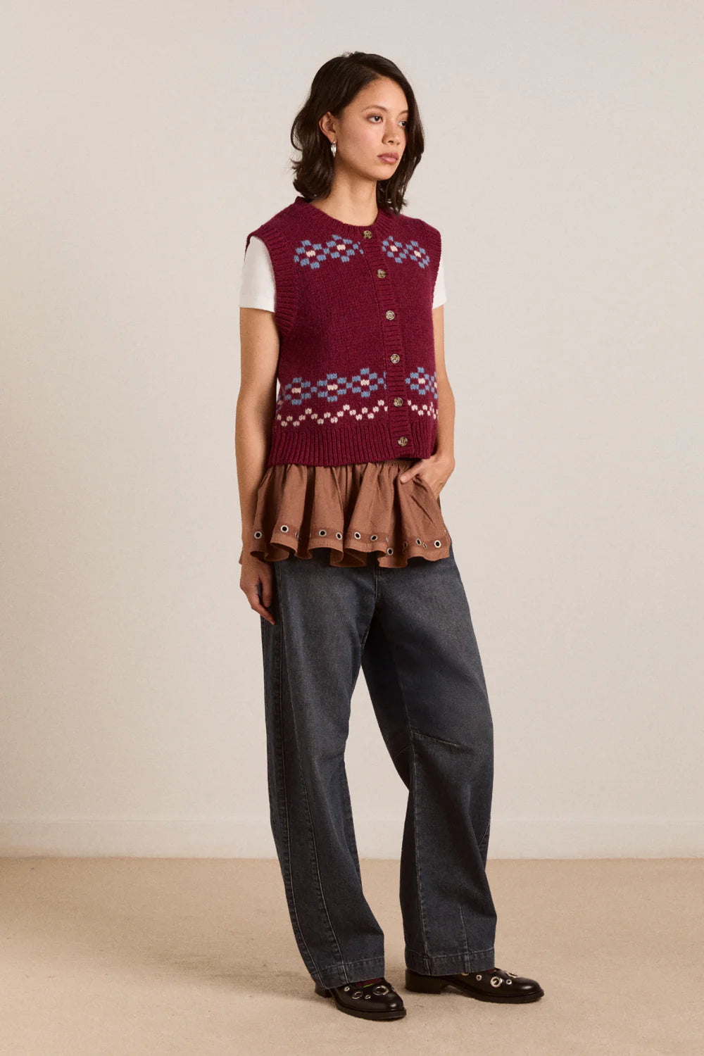 Sofie Wool Vest - Novelty Intarsia