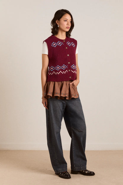 Sofie Wool Vest - Novelty Intarsia