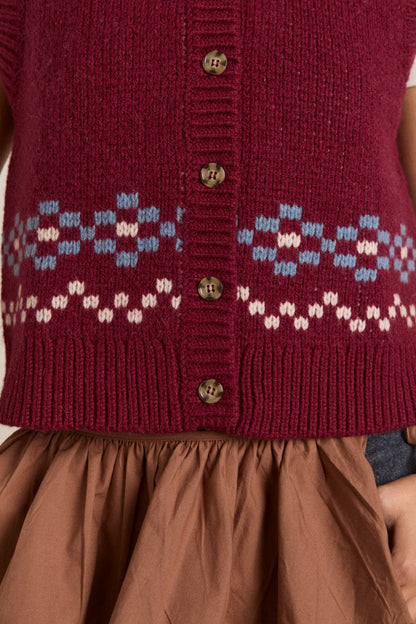 Sofie Wool Vest - Novelty Intarsia