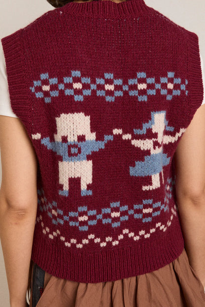 Sofie Wool Vest - Novelty Intarsia