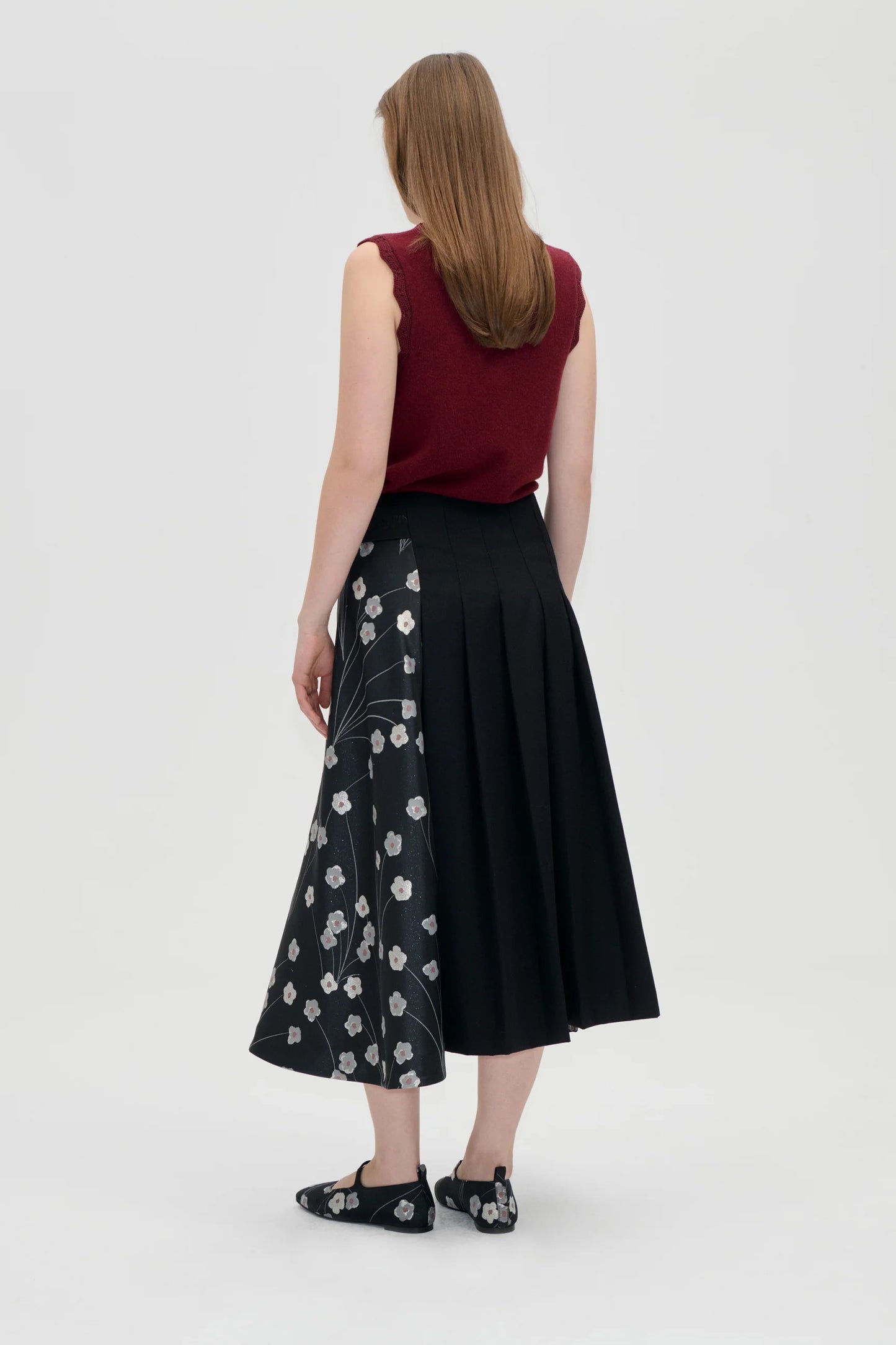 1499 Hybrid Pleated Midi Skirt