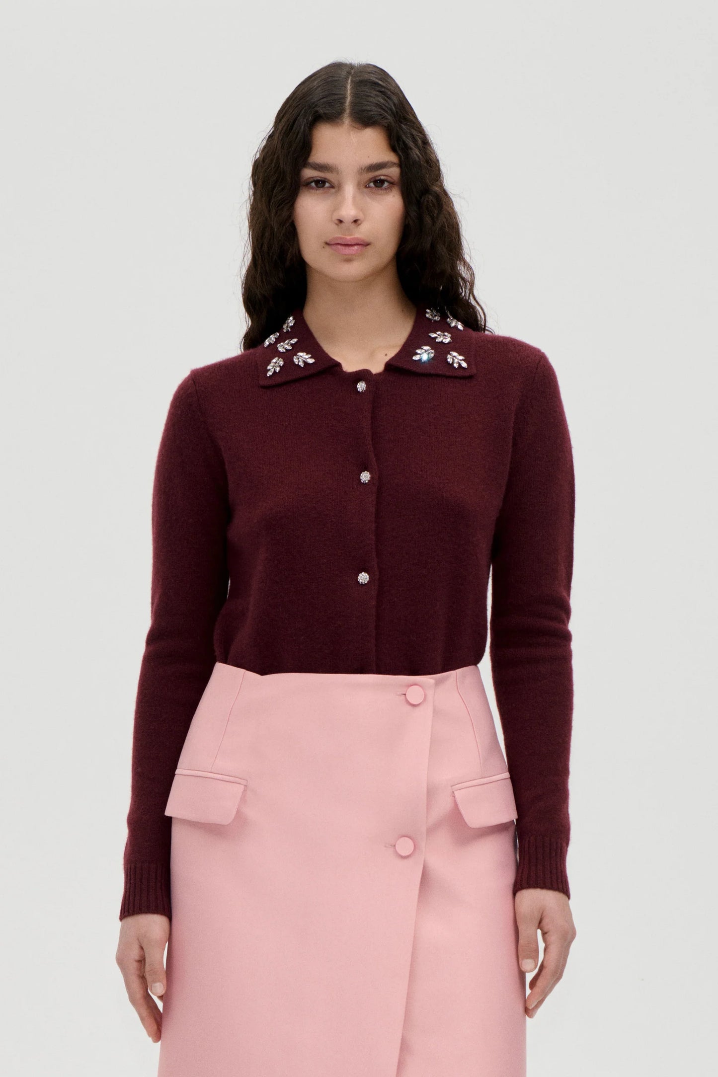 2530 Wide Collar Long Sleeve Cardigan