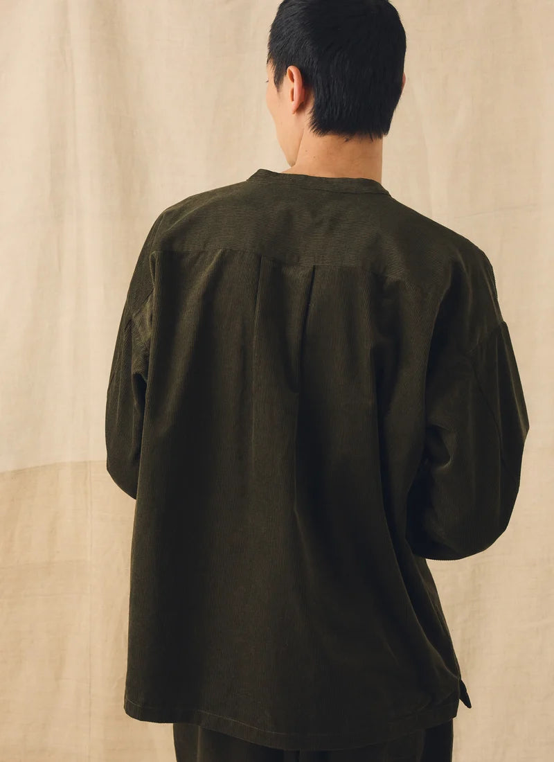 Cord Grandad Collar Shirt