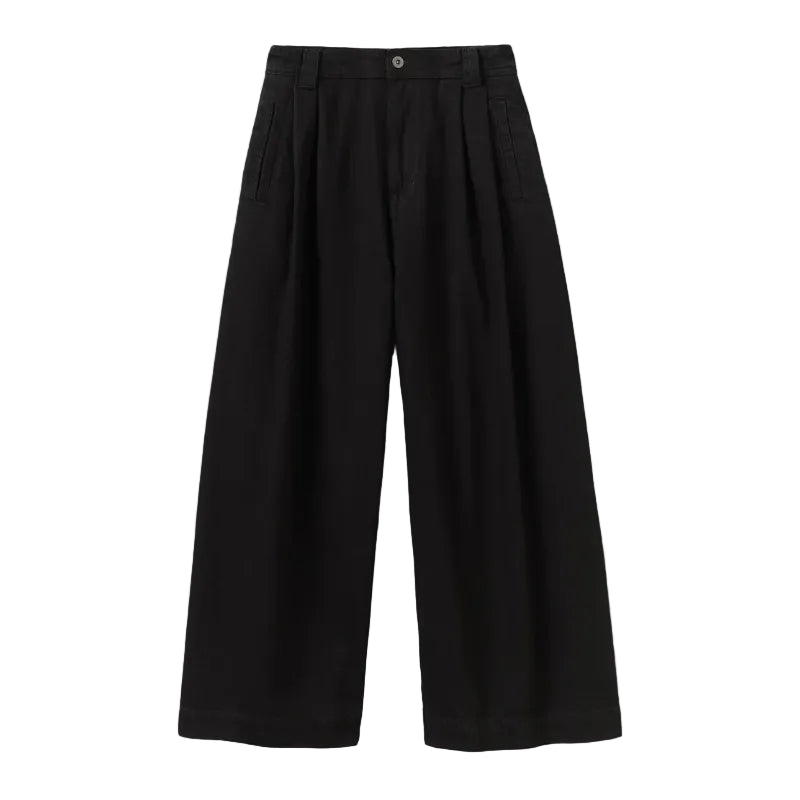 Denim Pleat Front Trousers