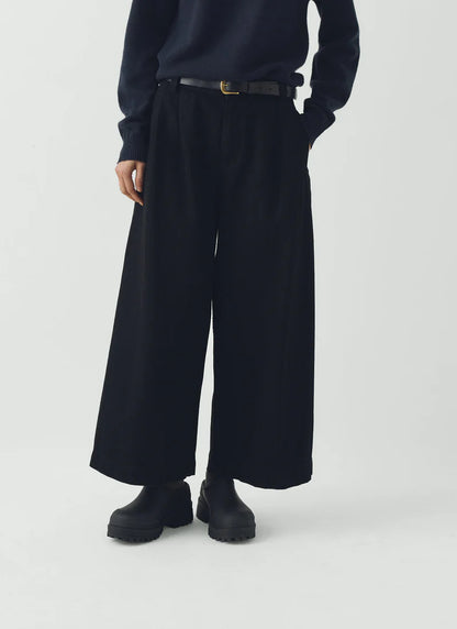 Denim Pleat Front Trousers