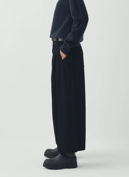 Denim Pleat Front Trousers