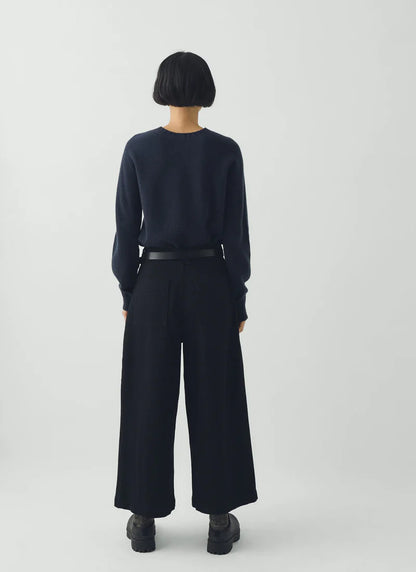 Denim Pleat Front Trousers