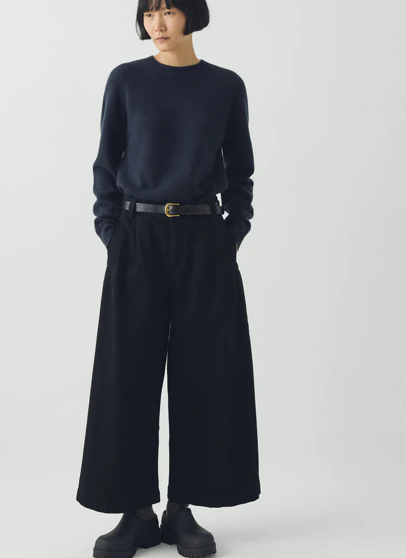 Denim Pleat Front Trousers