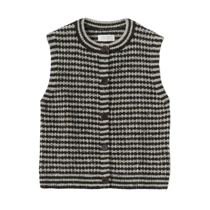 Striped Donegal Wool Buttoned Tank