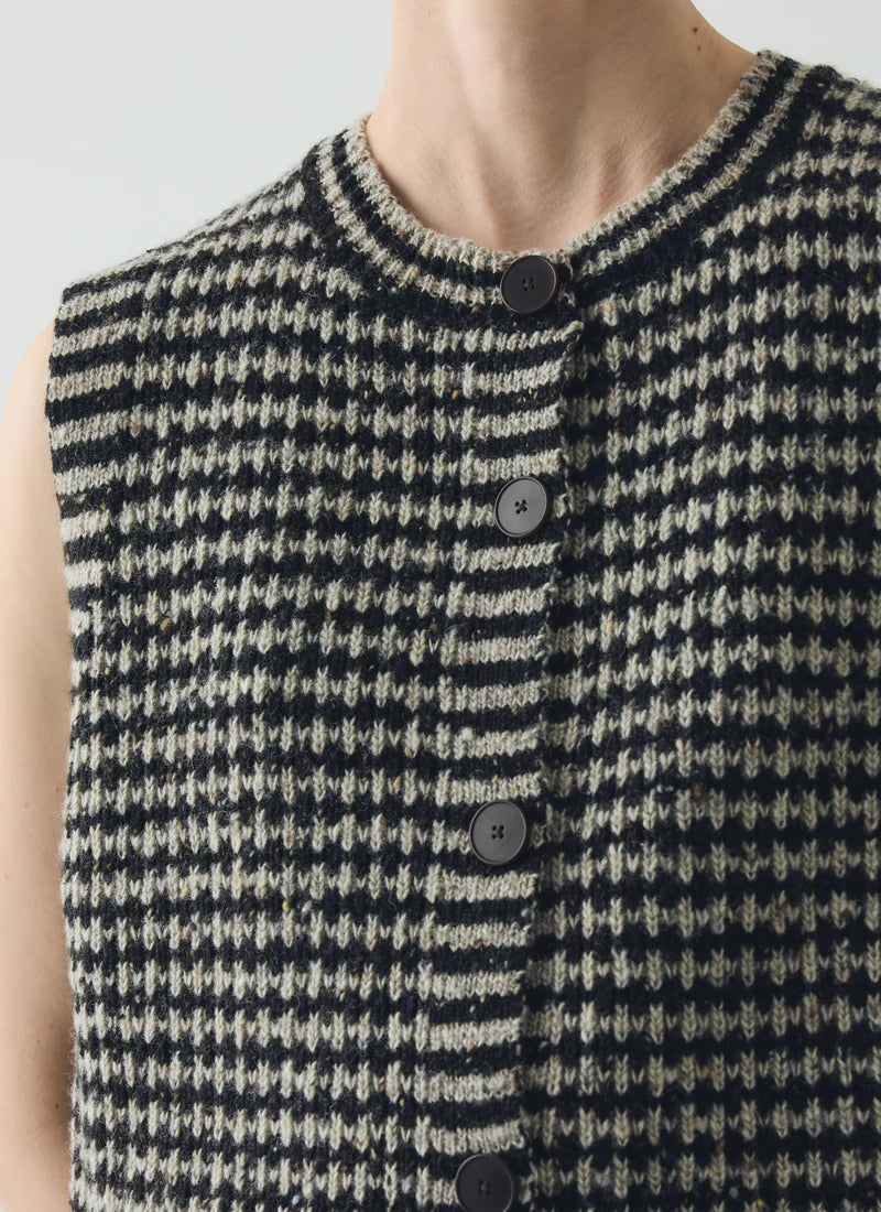 Striped Donegal Wool Buttoned Tank