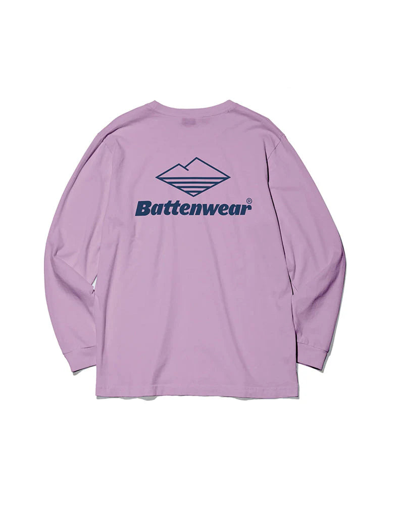 Team L/S Pocket Tee Lavender x Navy