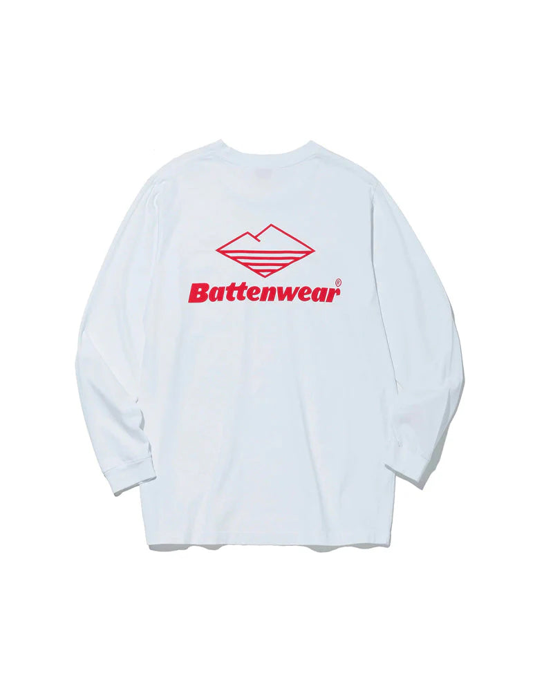 Team L/S Pocket Tee White x Red