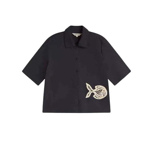 Navy Fish Patch Ane Blouse